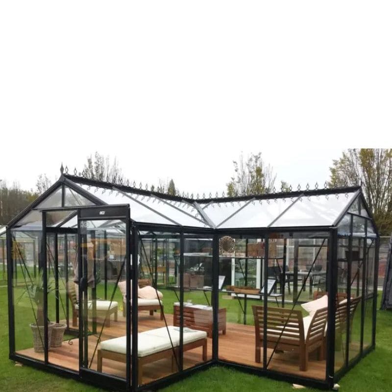 ACD Premium T Shaped Greenhouse Orangery Babette– 17 x 12ft Luxury Garden Room with Safety Glass