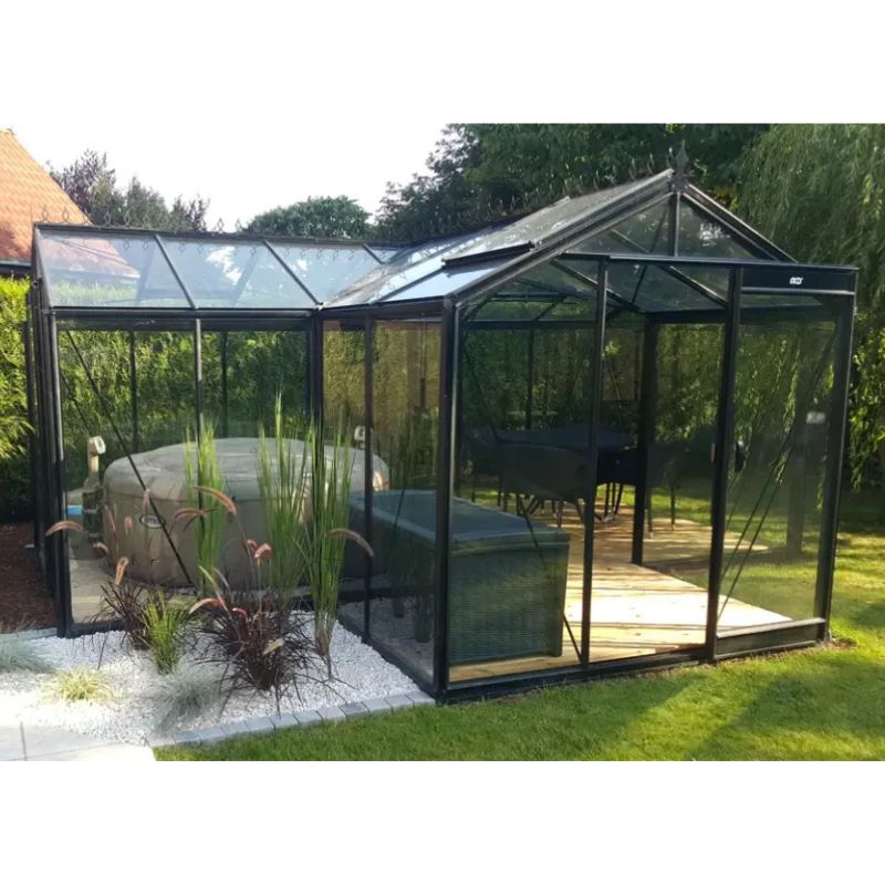 ACD Premium T Shaped Greenhouse Orangery Babette– 17 x 12ft Luxury Garden Room with Safety Glass