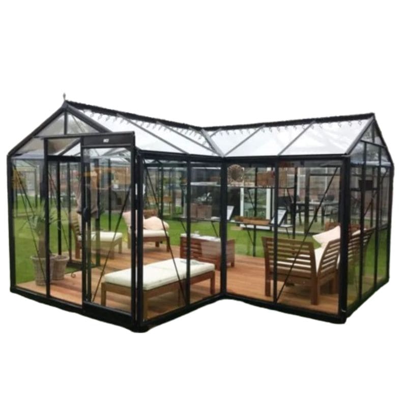 ACD Premium T Shaped Greenhouse Orangery Babette– 17 x 12ft Luxury Garden Room with Safety Glass