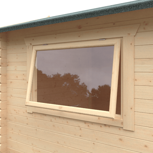 Fully Paned Style Glazed Window in log garage