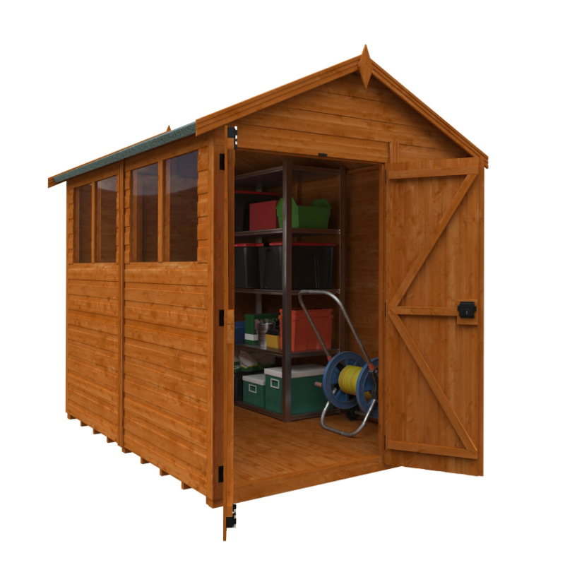 Woodlands Flex Pent Modular Garden Shed with Double Doors – Customisable Layout, Toughened Glass, 12mm Shiplap Cladding
