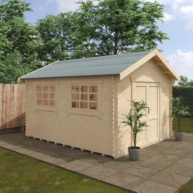 Woodlands Marlborough 28mm Log Cabin – UK Timber Garden Room for Hobby Space, Games room or Art Studio