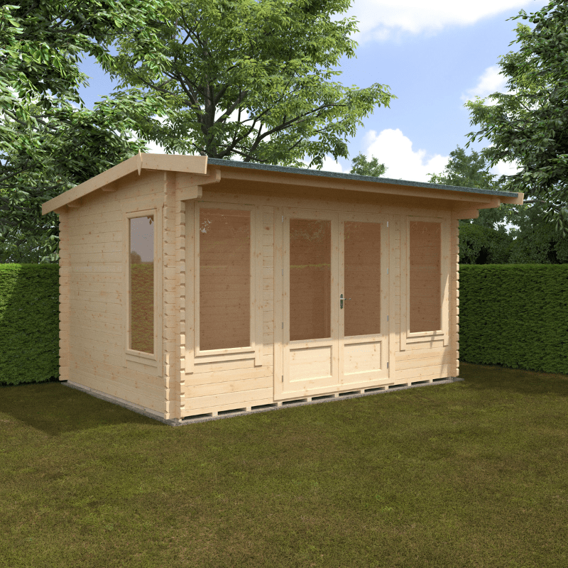 Woodlands Jacob 44mm Timber Log Cabin 16x12ft– Insulated Garden Room with Double Glazed Windows & Doors