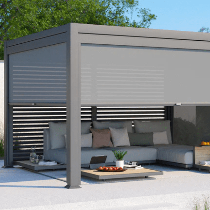 Maranza Manual Deluxe Louvered Pergola 3m x 3.6m Matt Royal Grey