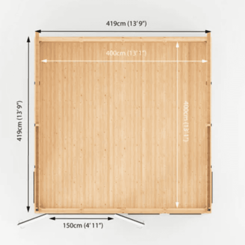 Wooden screen with dimensions labeled on a white background