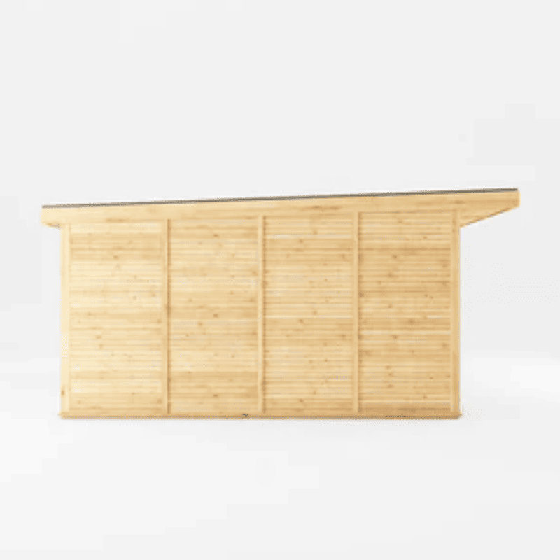 Wooden panel with a slatted design on a white background