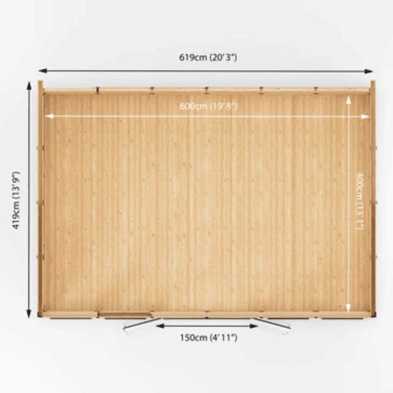 Dimensions of a wooden screen or panel on a white background