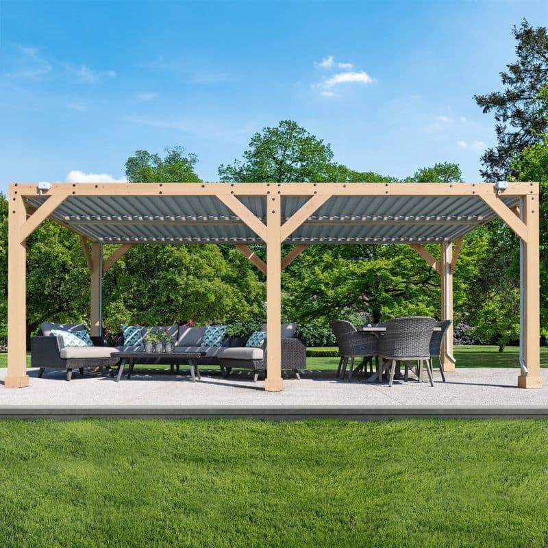 Meridian 10x20ft Adjustable Louvered Roof Pergola-Modern Aluminium Outdoor Shade