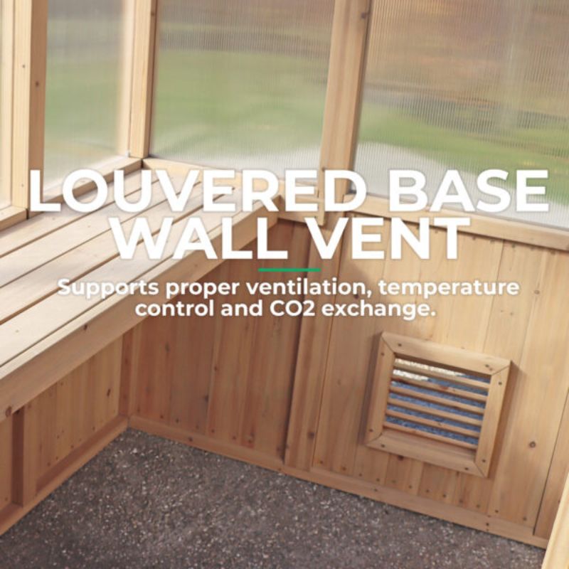 Meridian Greenhouse 6.7ft x 7.8ft | Premium Cedar Wood with Auto Roof Vent