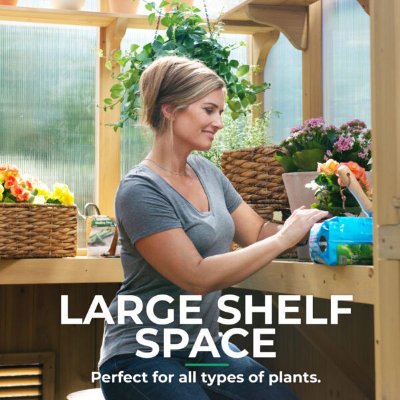 Meridian Greenhouse 6.7ft x 7.8ft | Premium Cedar Wood with Auto Roof Vent