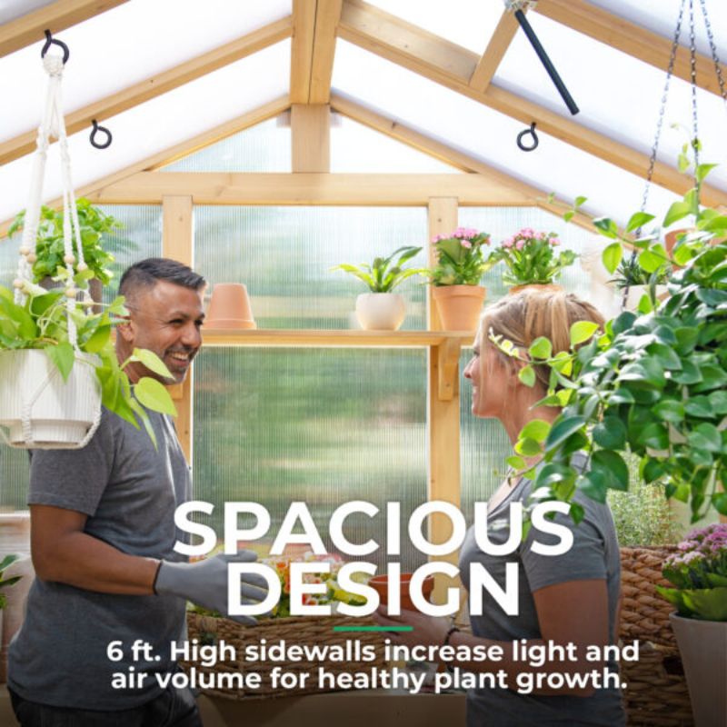 Meridian Greenhouse 6.7ft x 7.8ft | Premium Cedar Wood with Auto Roof Vent