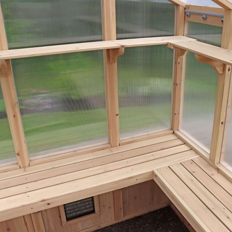 Meridian Greenhouse 6.7ft x 7.8ft | Premium Cedar Wood with Auto Roof Vent