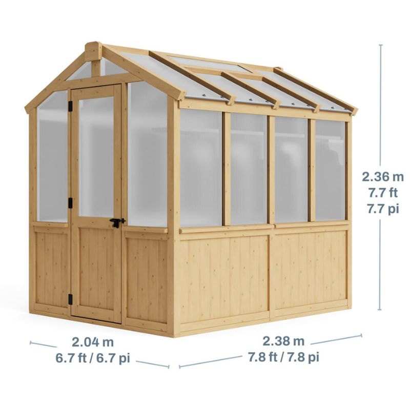 Meridian Greenhouse 6.7ft x 7.8ft | Premium Cedar Wood with Auto Roof Vent