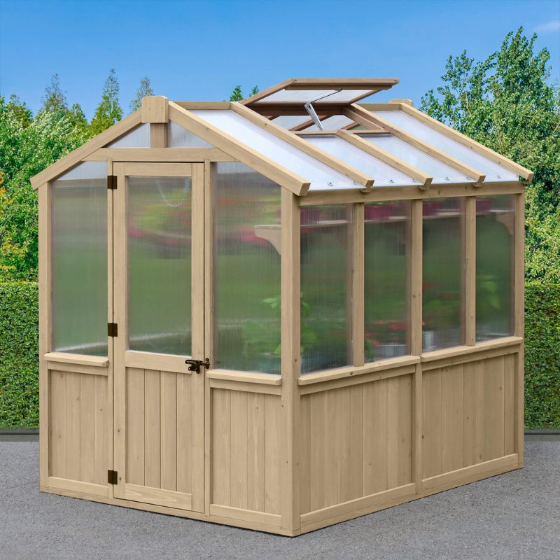 Meridian Greenhouse 6.7ft x 7.8ft | Premium Cedar Wood with Auto Roof Vent
