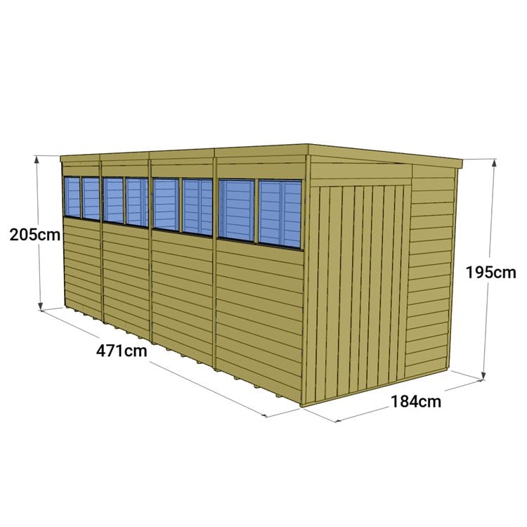 Store More Tongue and Groove Garden Shed - Pent Roof 16x8