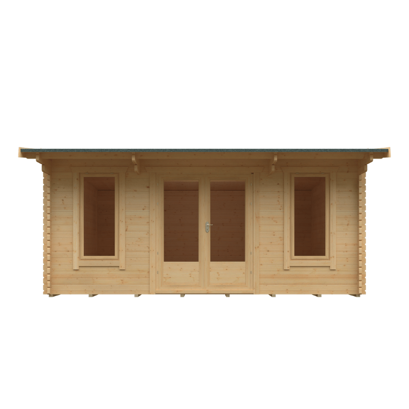 Woodland Jacob 44mm Timber Log Cabin – Insulated Garden Room with Double Glazed Windows Doors