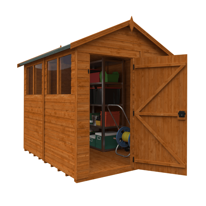 Woodlands Flex Shiplap Apex Shed – Customisable Timber Garden Building with Toughened Glass
