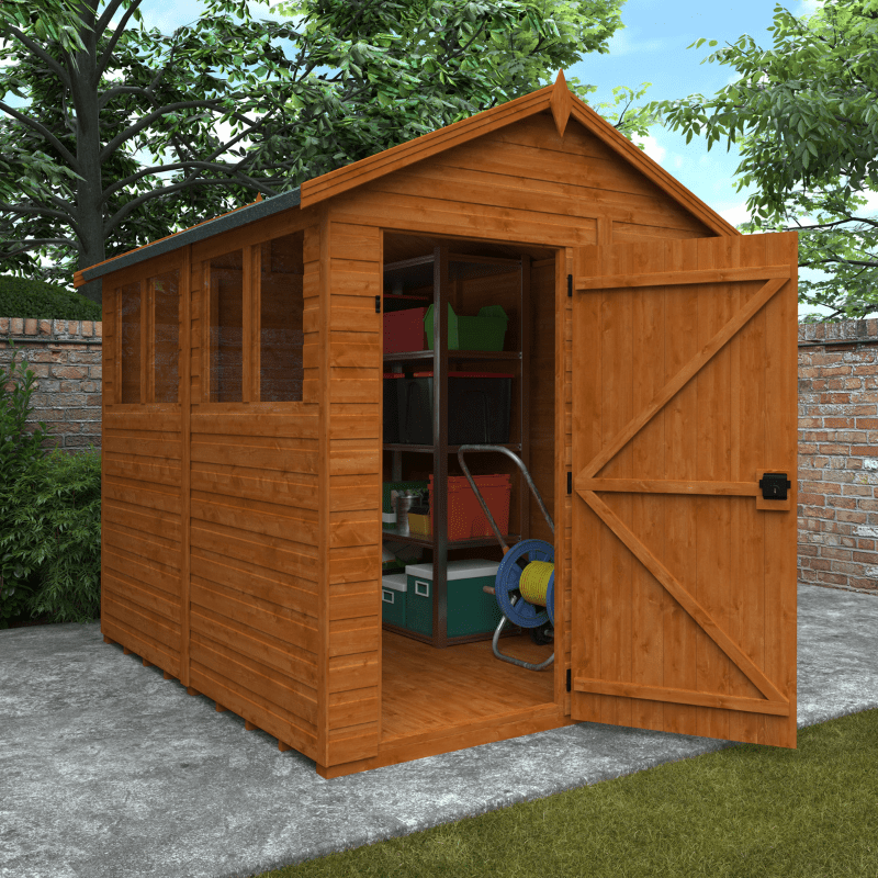 Woodlands Flex Shiplap Apex Shed – Customisable Timber Garden Building with Toughened Glass