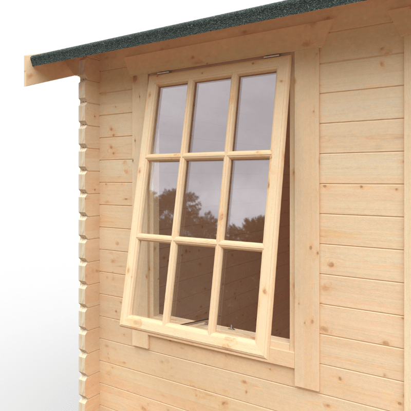 Wooden cabin with a window on a white background