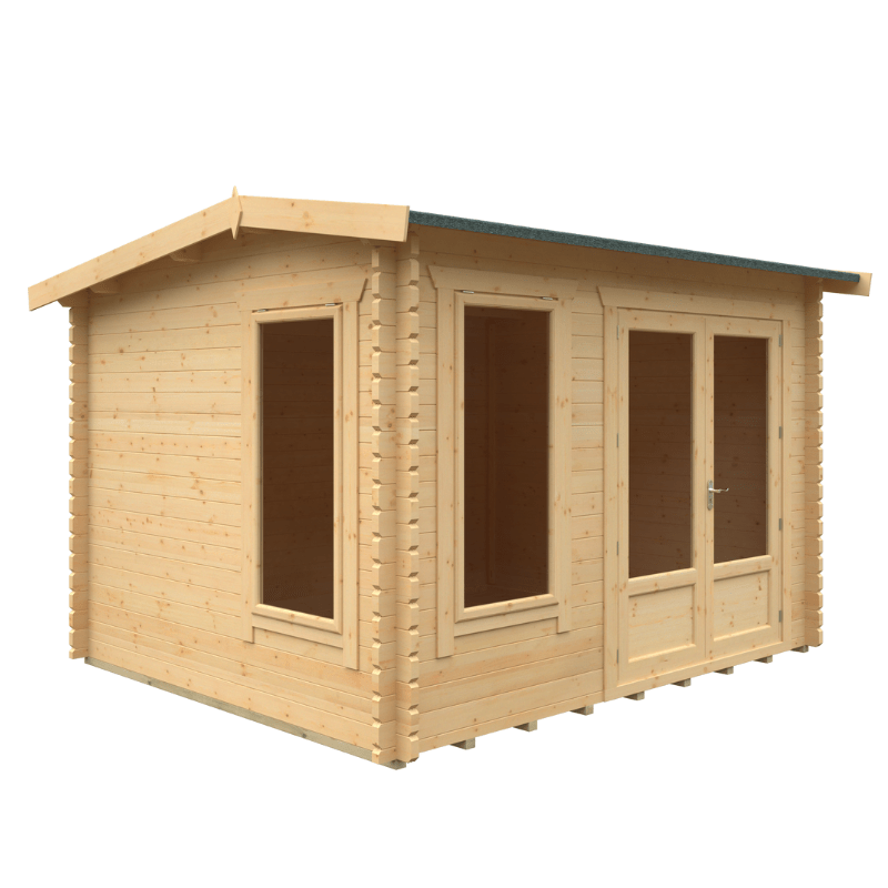 Woodlands Longleat 28mm Log Cabin Heavy Duty Garden Building With Double Glazed Windows & Door