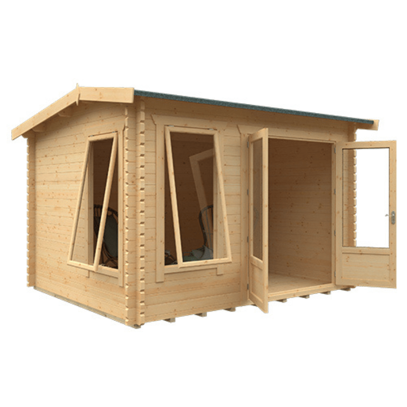 Woodlands Longleat 28mm Log Cabin Heavy Duty Garden Building With Double Glazed Windows & Door