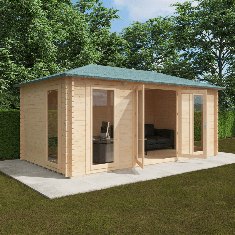 Woodlands Regatta Dual-Purpose Garden Log Cabin – Insulated Timber Office or Home Gym | UK-Made | Custom Sizes & Glazing Options