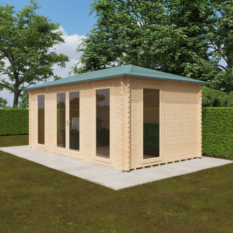 Woodlands Regatta Dual-Purpose Garden Log Cabin – Insulated Timber Office or Home Gym | UK-Made | Custom Sizes & Glazing Options