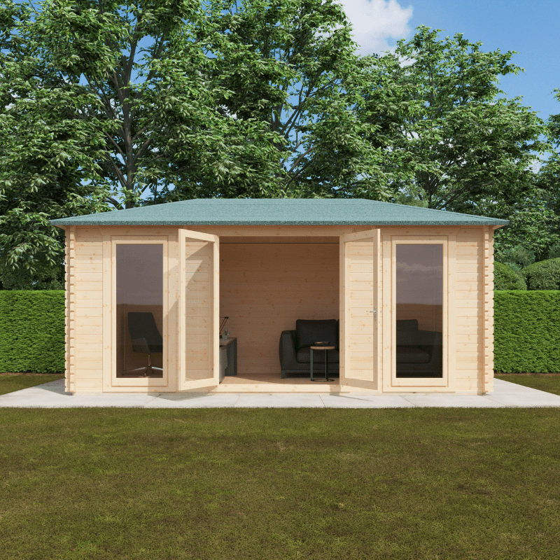 Woodlands Regatta Dual-Purpose Garden Log Cabin – Insulated Timber Office or Home Gym | UK-Made | Custom Sizes & Glazing Options
