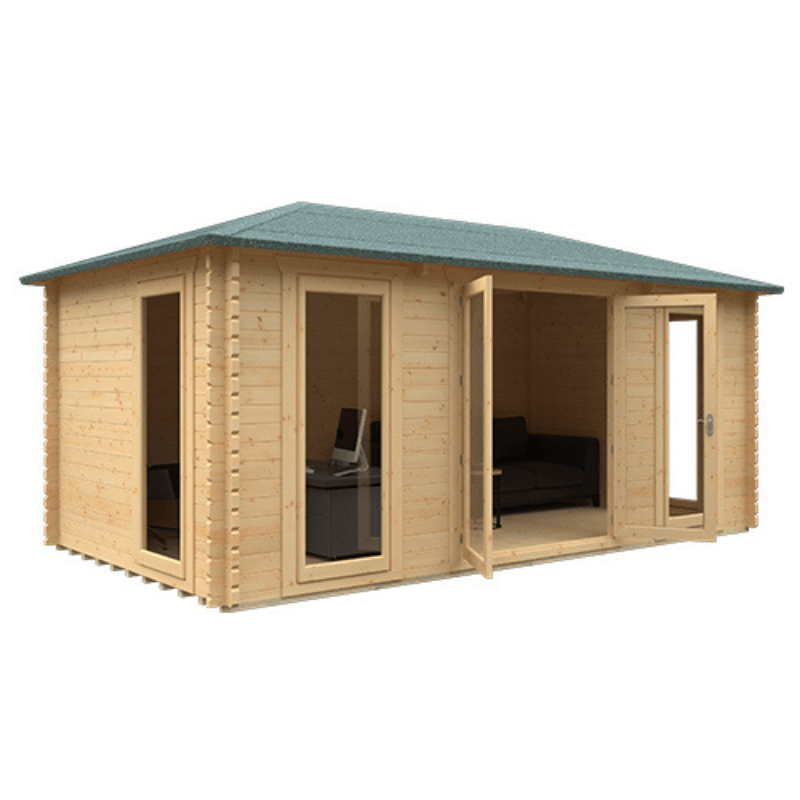 Woodlands Regatta Dual-Purpose Garden Log Cabin – Insulated Timber Office or Home Gym | UK-Made | Custom Sizes & Glazing Options