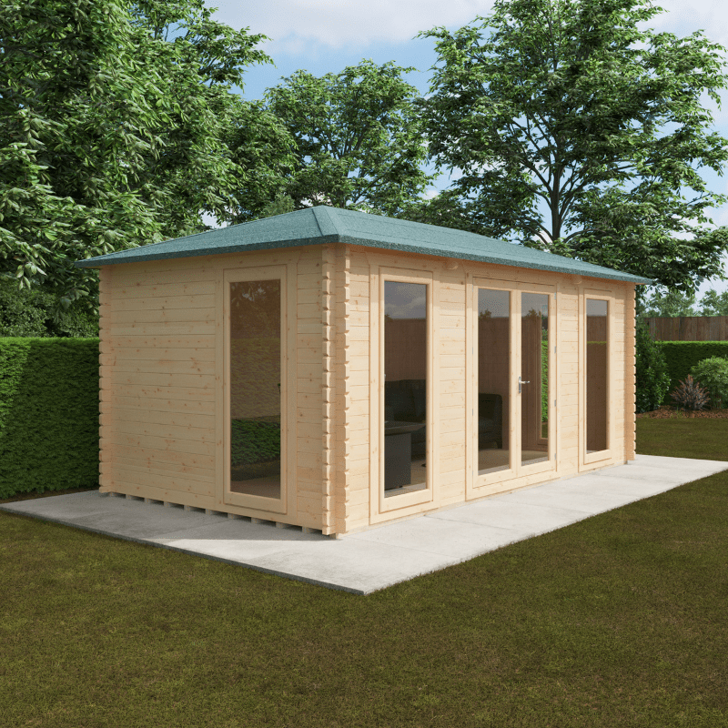 Woodlands Regatta Dual-Purpose Garden Log Cabin – Insulated Timber Office or Home Gym | UK-Made | Custom Sizes & Glazing Options