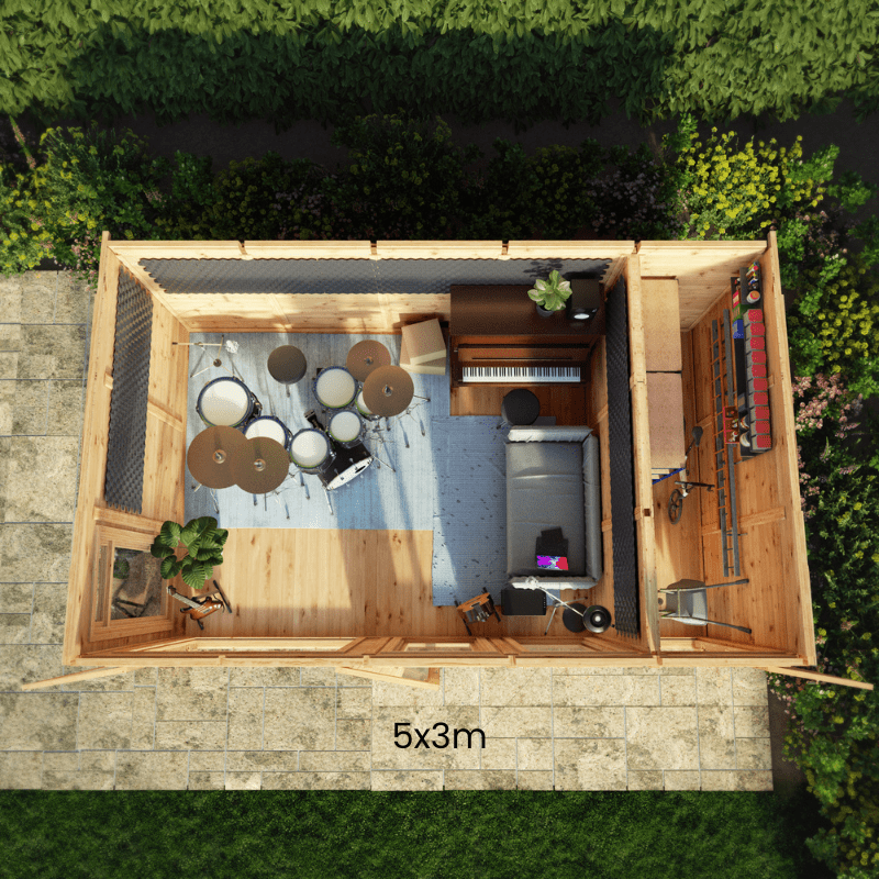 5x3 Mercia Premium Insulated Garden Room with Side Shed – Double Glazed Home Office