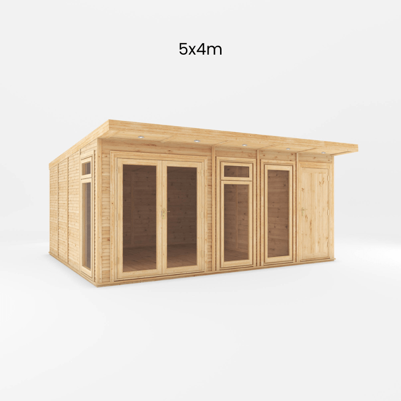 5x4 Mercia Premium Insulated Garden Room with Side Shed – Double Glazed Home Office