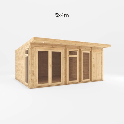 5x4 Mercia Premium Insulated Garden Room with Side Shed – Double Glazed Home Office