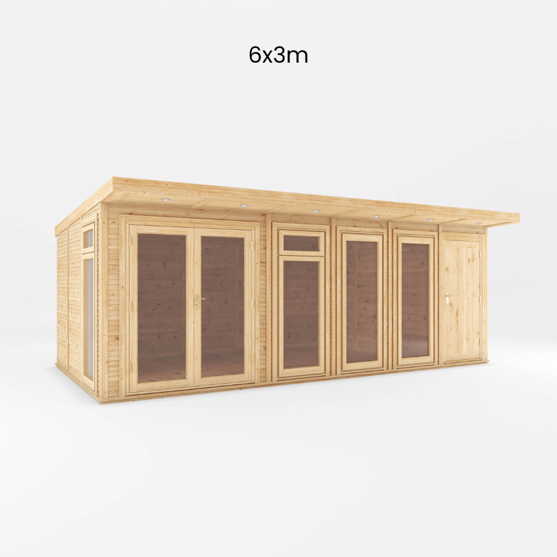 6x3 Mercia Premium Insulated Garden Room with Side Shed – Double Glazed Home Office