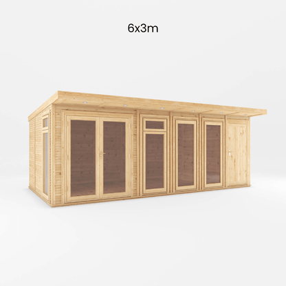 6x3 Mercia Premium Insulated Garden Room with Side Shed – Double Glazed Home Office