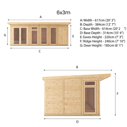 6x3 Mercia Premium Insulated Garden Room with Side Shed – Double Glazed Home Office