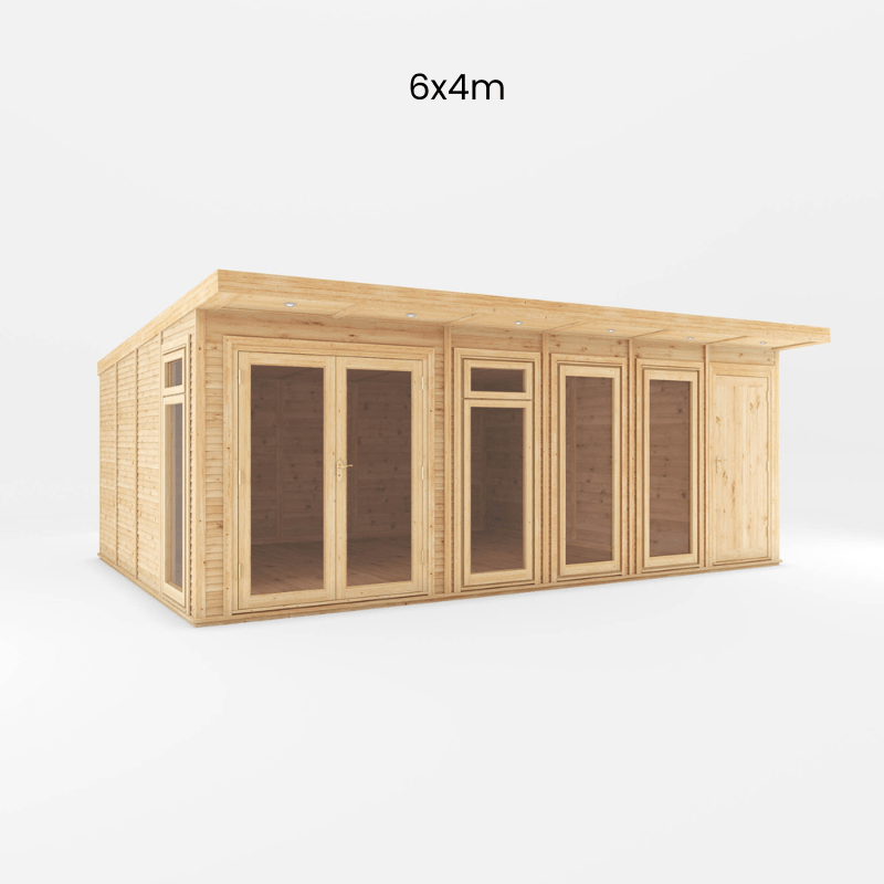 6x4 Mercia Premium Insulated Garden Room with Side Shed – Double Glazed Home Office