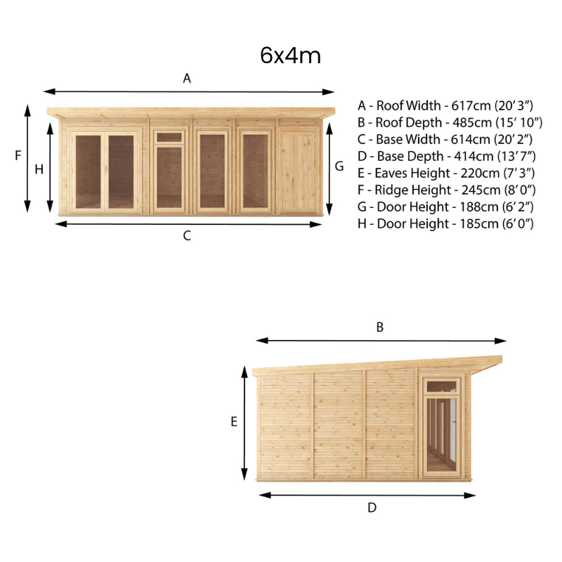 6x4 Mercia Premium Insulated Garden Room with Side Shed – Double Glazed Home Office