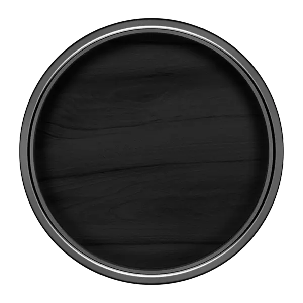 Round black pan with metallic rim on a white background