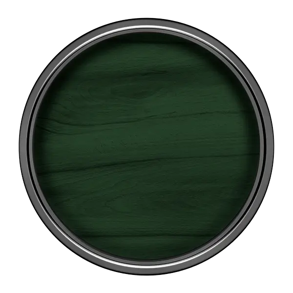 Green paint swatch in a circular container on a white background