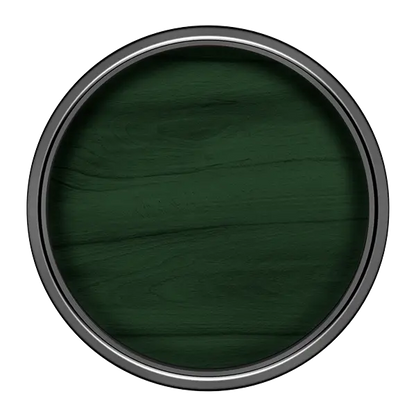 Green paint swatch in a circular container on a white background