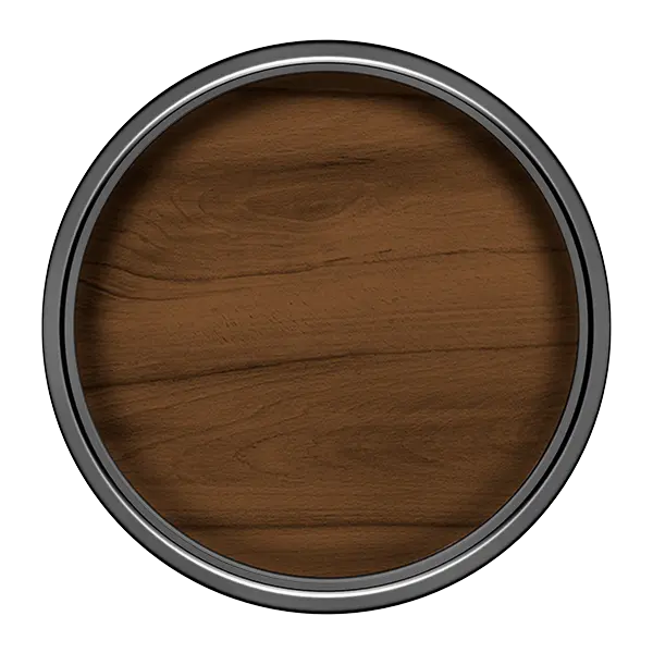 Wooden surface with a metallic rim on a white background