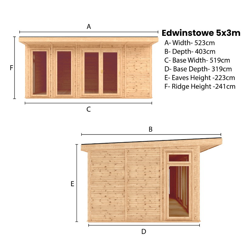 Woodlands Edwinstowe 5x3m Premium Insulated Garden Room