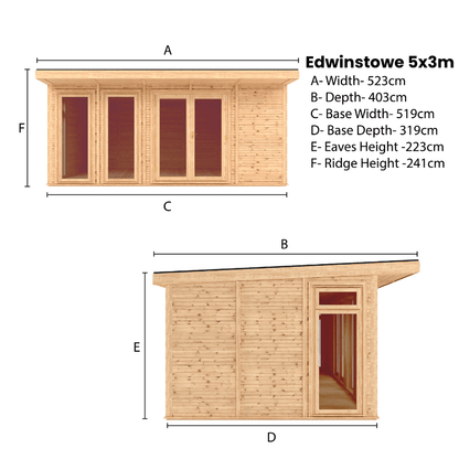 Woodlands Edwinstowe 5x3m Premium Insulated Garden Room