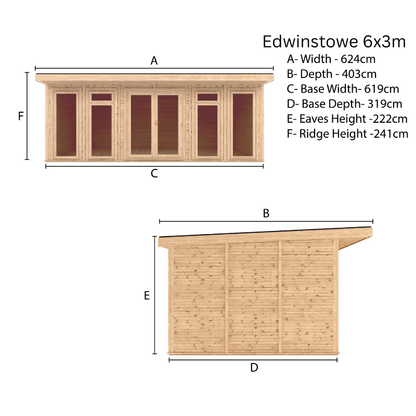 Woodlands Edwinstowe 6x3m Premium Insulated Garden Room