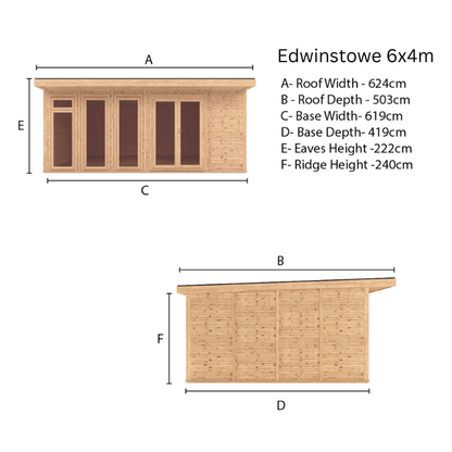 Woodlands Edwinstowe 6x4m Premium Insulated Garden Room