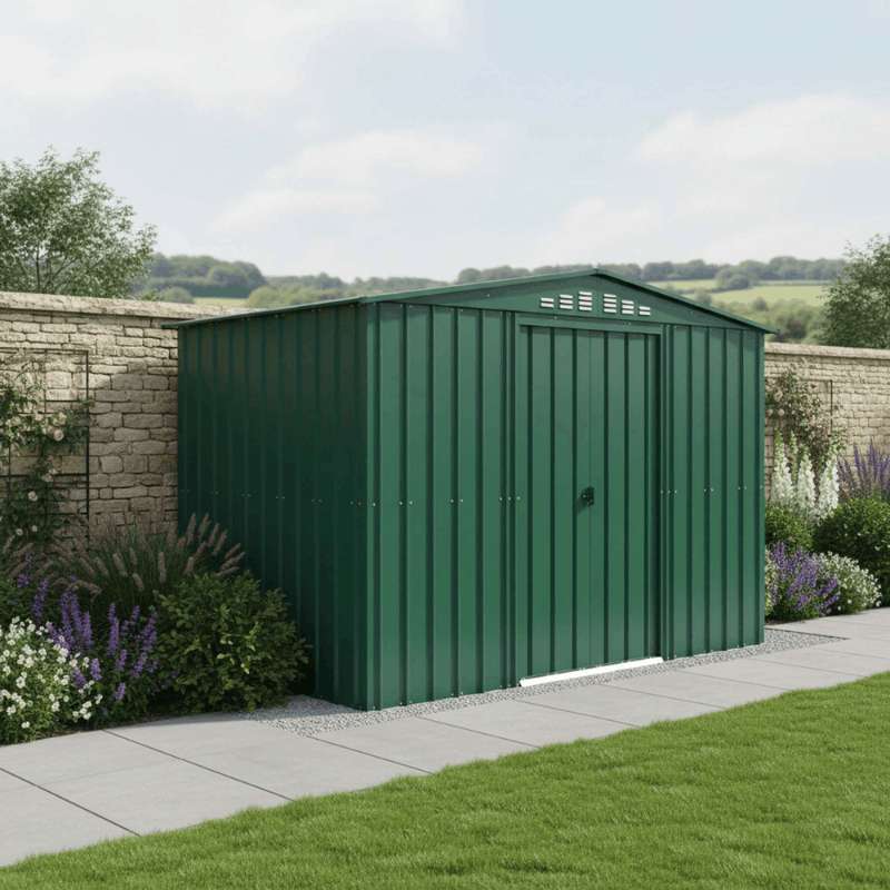 Globel Apex Metal Shed 10x6ft– Galvanised Steel Garden Storage with Double Doors