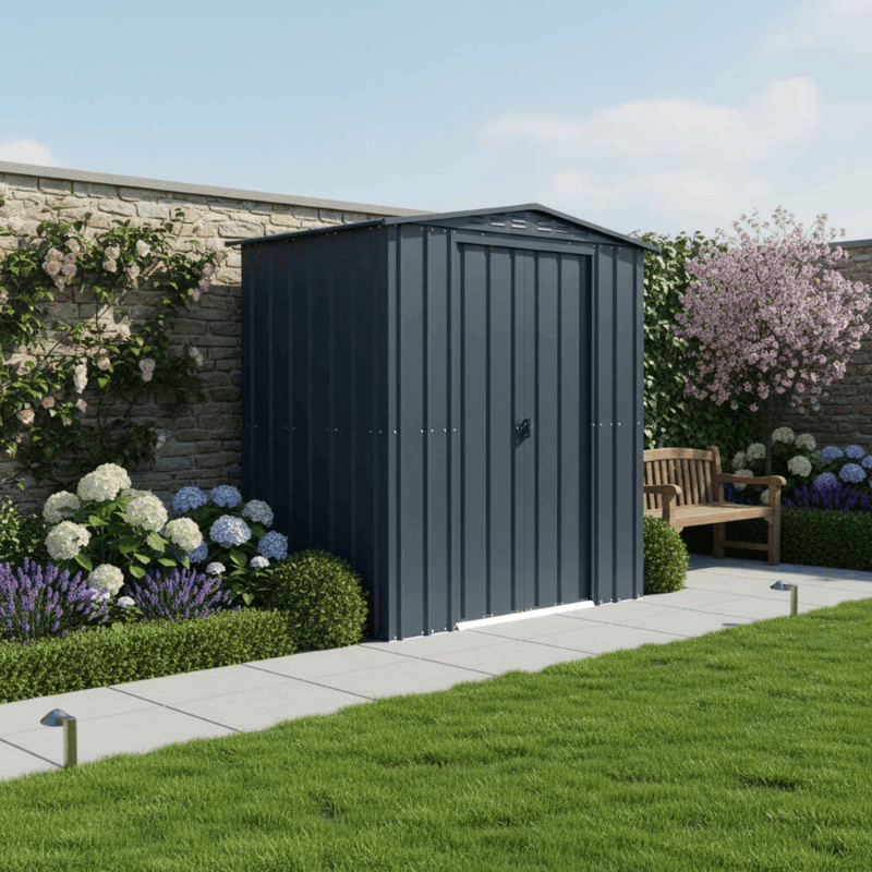 Globel Apex Metal Shed 6x4ft– Galvanised Steel Garden Storage with Double Doors
