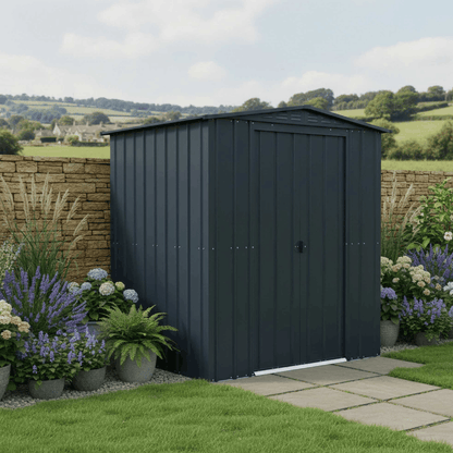 Globel Apex Metal Shed 6x5ft– Galvanised Steel Garden Storage with Double Doors