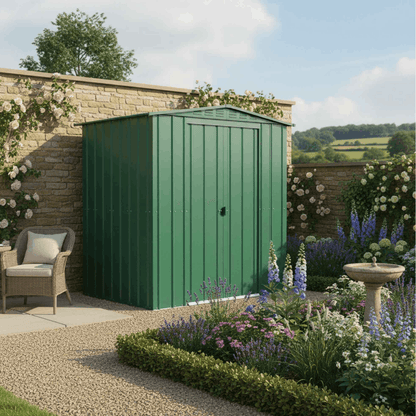 Globel Apex Metal Shed 6x5ft– Galvanised Steel Garden Storage with Double Doors